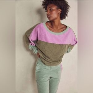 Ragabond for Free People Two-Tone Sweater in Lavender and Olive